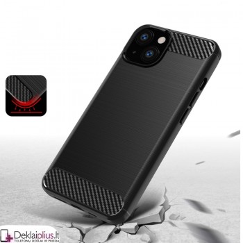 Carbon guminis dėklas - juodas (telefonui Apple Iphone 13)